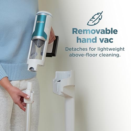 Shark Clean & Empty â€“ Lightweight Cordless Vacuum Cleaner with HEPA Filter, Powerful Suction, Portable, Rechargeable, Auto-Empty System, Stick Vacuum for Pet Hair, Carpets & Hardfloor, White BU3521