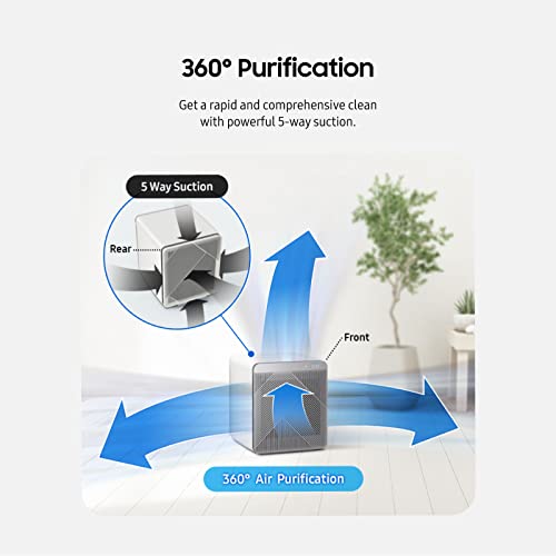 SAMSUNG BESPOKE Cube Air Purifier, Odor Eliminator, Home System w/HEPA Filtration, 360 Degree Purification, Pet Mode, Smart Control, Traps Dust, AX350A9350N, Forest Green