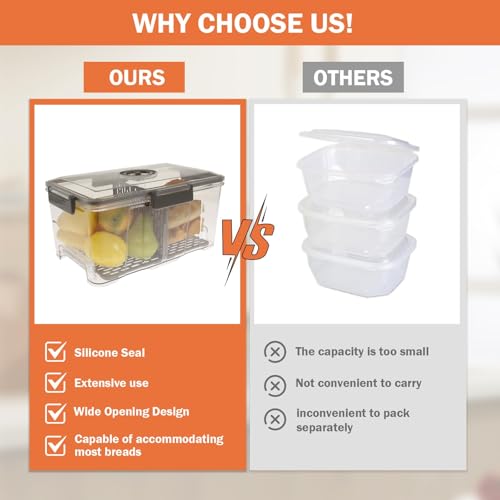Bread Box for Kitchen Countertop Large Bread Box Farmhouse Bread Container Bread Storage with Window Bread Holder Black
