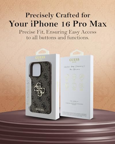 CG MOBILE Guess Case Compatible with iPhone 16 Pro Max Back Cover Hul - 4G PU Big Logo - Brown (iPhone 16 Pro Max)