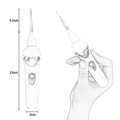 5-In-1 Electric Ear Scoop Electric Children's Safety Painless Earwax Remover Cordless Vacuum Ear Wax Cleaning Toolpainless Ear Cleaning Tool for Wholefamily,Gray