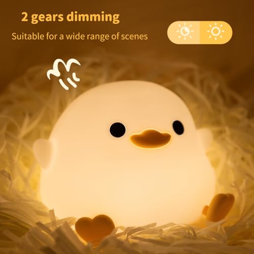 Bestfaith Cute Dodo Duck Night Light, LED Squishy Night Lamp, 2 Gears Dimmable Nursery Nightlight for Kids, Rechargeable Touch Lamp, Dorm Decor, Kids Funny Gifts (Dodo Duck)