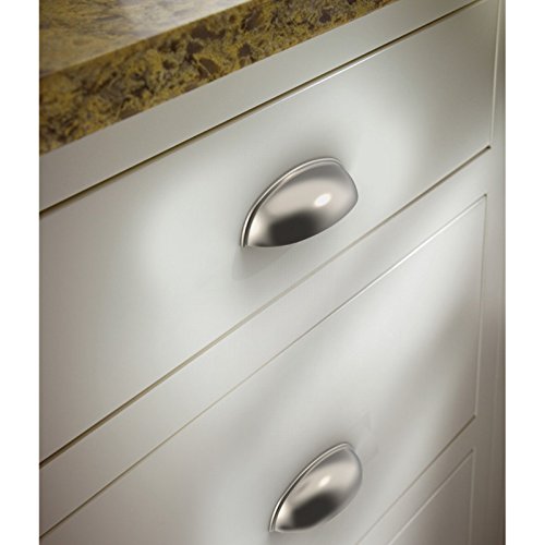 Franklin Brass Brushed Nickel Bin Cup Pull, Cabinet Handles And Drawer Pulls For Kitchen Cabinets Dresser Drawers, 3 Inch (76mm), 10-Pack, P34702K-Sn-B, Hardware