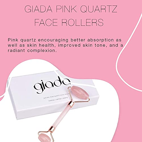Giada Rose Quartz Roller for Face | Genuine Gemstone Face Roller for Eyes, Neck and Body | Rose Quartz Facial Massager (Rose Quartz)