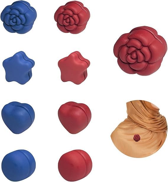 8 Pairs Strong Magnetic Hijab Pins, No-Snag Scarf Clips for Women, Fashionable Hijab Magnets in 4 Stylish Shapes, Ideal for Hijabs, Scarves, and Clothing