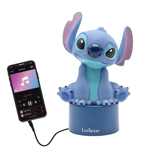 Lexibook, Disney Stitch, Nightlight with Speaker, Colour change, Soft light, Battery operated, Blue, NS01D