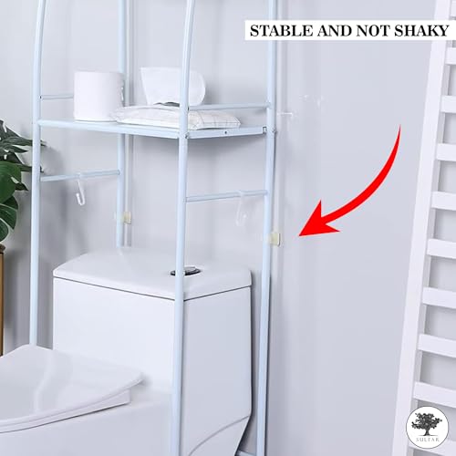 Sulfar Bathroom Storage Shelf 3 Tier, Toilet Storage Rack Easy To Assemble Toilet Bathroom Shelf No Drilling Toilet Organizer Bathroom Shelves (White)