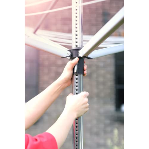 Brabantia Lift-O-Matic Outdoor 4 Arm Clothesline (197 ft/� 1.8") Height Adjustable, Folding Clothes Drying Rack  Ground Spike & Cover (Gray)