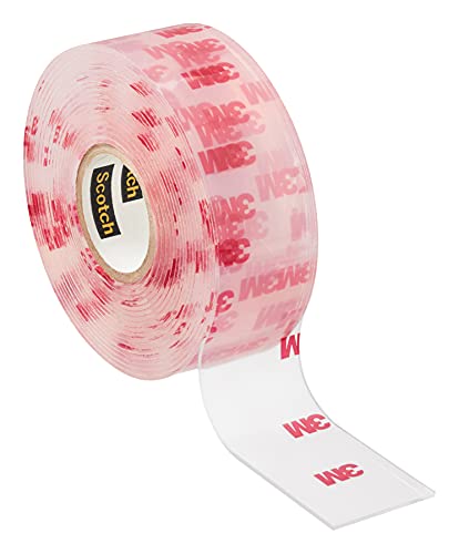 Scotch Mount Clear Tape 1 in x 60 in (2.54cm x 1.52m), 1 roll/pack | Holds 6.8 kg whole roll | Transparent color | Multi-Surface | Easy to use | No Tools | Double Sided Adhesive Tape