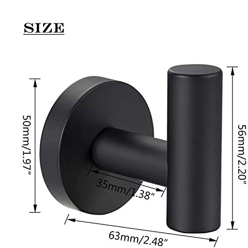 QNIIAED Bathroom Towel Hook, 2 Pack Back of Door Hooks Screw in Metal Stainless Steel Hanger for Coat,Robe,Clothes (Matte Black)