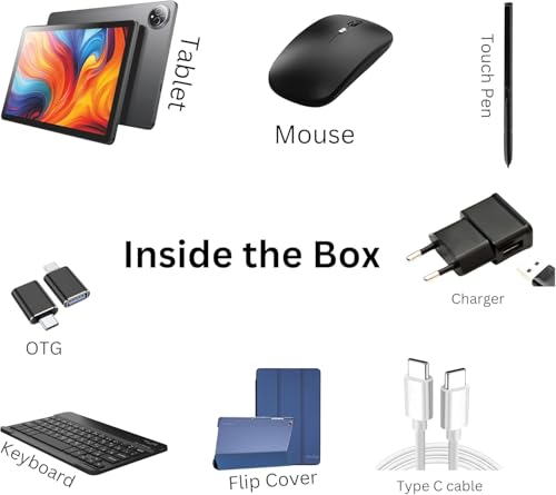 Oteeto TAB14 Pro | Android 15 & 11.0" INCELL 1280x800 Display | 12GB RAM + 512GB ROM | 5G Wi-Fi & 8000mAh Battery | Octa Core 2.0GHz | 8.0MP Front + 13.0MP Rear Camera | Include Keyboard & Mouse- Grey