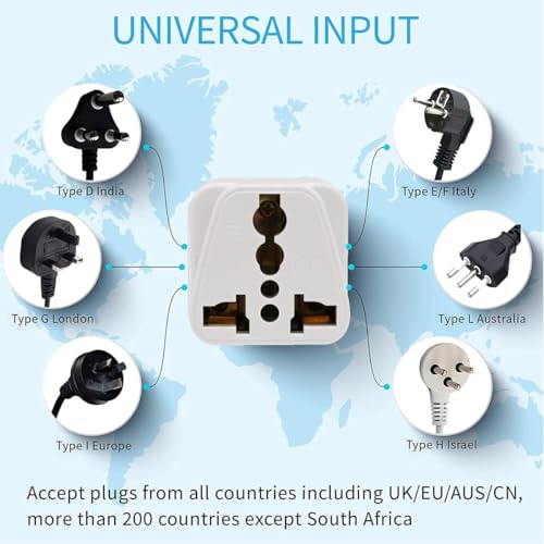 ECVV® [2-Pack] USA/Canada/EU/AU to UAE Dubai UK HK Plug Converter, 3-Pin Travel Adapter Plug, Universal Socket Travel Adaptor Converter for Business Trip Holiday Hotel Airport (White)