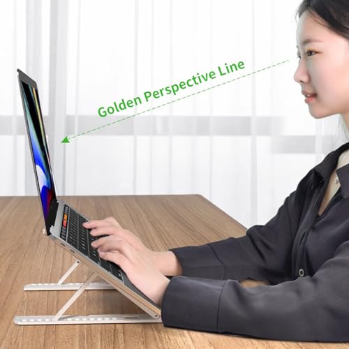ECVV Portable Laptop Stand for Desk, 13-Angles Adjustable Foldable Laptop Riser ABS Ergonomic Notebook Stand, Compatible with Laptops and iPad(11-17") (White)