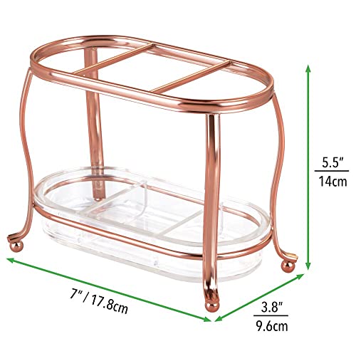 mDesign Makeup Organiser - Elegant Holder for Make-up Brushes - Cosmetic Accessory Stand - Made of Stainless Steel - Rose Gold/Clear
