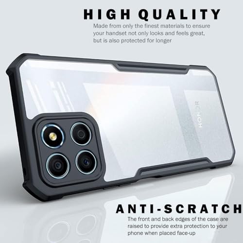 Zubitech Honor X5B / X5B Plus Clear Hard PC Back Cover Case with Shockproof Premium TPU Black Border 360 Degree Impact Resistant Camera lens Protection Transparent Cover For Honor X5B / X5B Plus