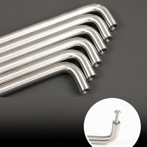4basix Stainless Steel Solid Round Handle, 100 mm Hole Centers U-Shaped Cabinet Hardware Pull for Bedroom Bathroom Kitchen Cabinets Door (2, 100mm/4")