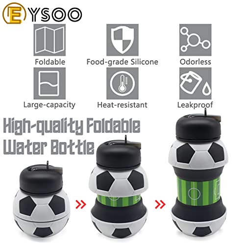 EYSOO Kids Water Bottle 550ml / 19oz Foldable Water Bottle BPA Free Silicone Sports Water Bottle for Gym Camping Hiking