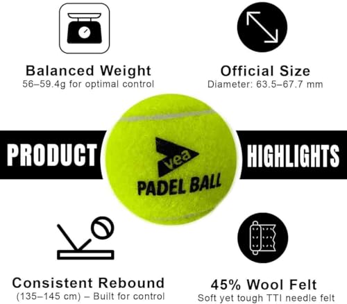 VEA Diamond Pro Padel Rackets (2-Pack) with 2 Tubes of Balls ??Carbon Fiber Racquets, EVA Core, 6 Balls ??Professional Padel Set for Doubles