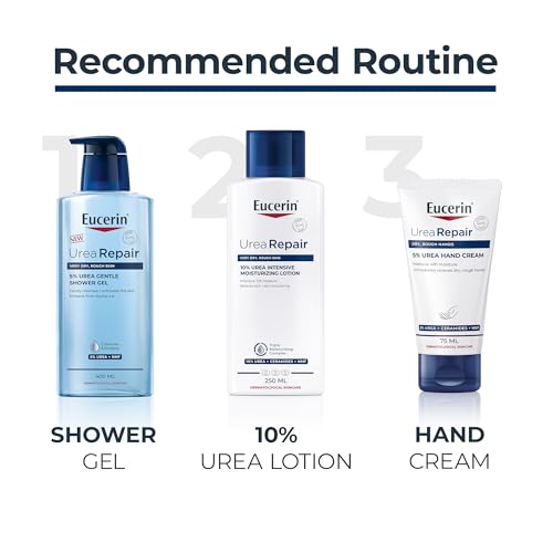 Eucerin UreaRepair Plus 5% Urea Hand Cream with Ceramides, Daily Moisture, Suitable for Mature & Diabetic, Instant 48-Hour Relief for Dry & Rough Skin, 75ml