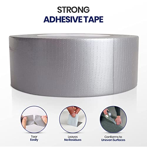 MARKQ 4 Rolls Duct Tape | 2 inches x 15 yards Strong Adhesive Silver Tape for Packing, Kitchen Home, Office, Indoor & Outdoor Use