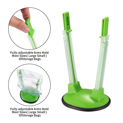 Siyurongg 2 Pcs Baggy Rack, Freezer Bag Holder Stand, Adjustable Food Storage Holders, Plastic Food Prep Bag/Zip Lock Bag Holder Stand, for Meal Prep Bag, Kitchen Gadget