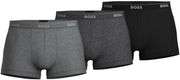 Men's Stretch Cotton 3 Pack Trunks - New Grey/Charcoal/Black