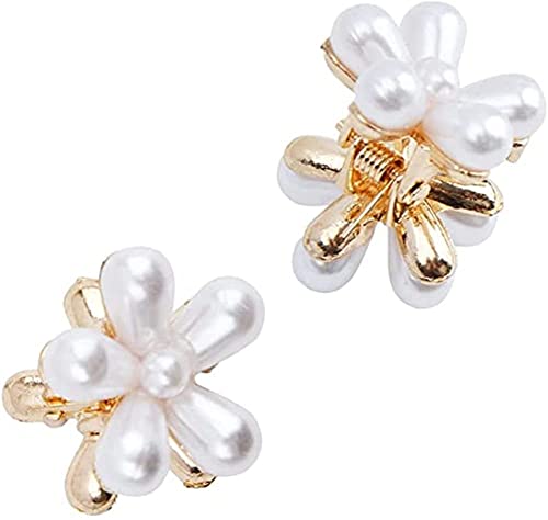 ELECDON Hair Claw, ELECDON 8 Pieces Small Pearl Hair Claw Clips, White Handmade Hairpins Decorative Hair Clips Hair Accessories for Women Girls