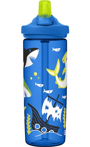 CAMELBAK Eddy+ Kids Everyday Water Bottle - Strong Drop Proof Design - BPA Free - Leak-proof - Dishwasher Safe - 600ml, Treasure Hunt Shark