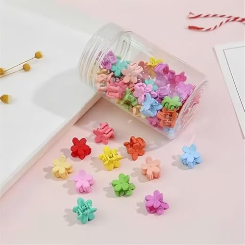 ALMEKAQUZ 40 Pcs Mini Flower Hair Claw Clips | Non-Slip Tiny Plastic Jaw Clips for Baby Girls, Toddlers & Women | Colorful Resin Hair Accessories (Floral Design)