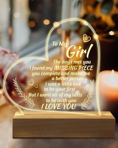 MAKINGTEC Romantic Gifts to My Girlfriend Engraved Night Light, I Love You Gifts for Her, Cute Girlfriends Birthday Anniversary Valentines Day Gifts for Girlfriend