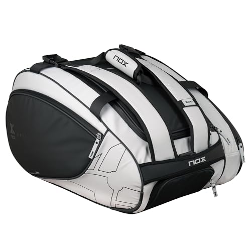 NOX Luxury Master Series, Versatile and Functional Racket Bag with Attractive Design with Many Compartments ??White with Black.