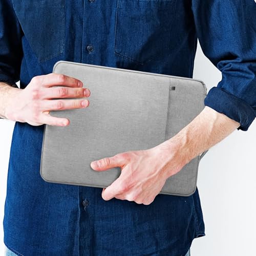 12.5 inch Laptop Sleeve Bag Compatible with MacBook Air Mac Pro M1 Surface Lenovo Dell HP Computer Bag Accessories Polyester Case with Pocket (Grey)