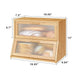 Vriccc Black Large Bread Box for Kitchen Counter, Bamboo Wooden Double Layer Large Capacity Bread Storage Bin with Acrylic Wavy Door Panel (Natural)