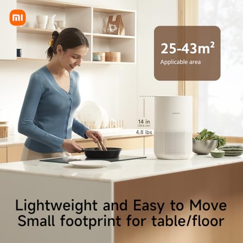 Xiaomi Mi Air Purifier 4 Compact, True HEPA H13 3-Stage Filter System Removes 99.97% of Pollutants as small as 0.3 microns, Smart Home Integration, Whisper Quiet, Just 0.9KW/day, OLED Touch Display