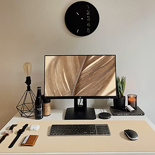 Bloss Leather Desk Pad, Mouse Pad, Non-Slip Desk Protector Mat, Leather Desk Blotter, Computer Desk Pad, Waterproof Desk Mat for Office Home Decor - Beige (31.5�15.7 Inches)