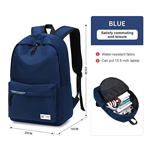 PAUBACK Teens Girls Boys Lightweight High School Backpack - B-Blue