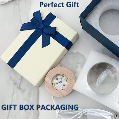 PYLCO SMART Tabletop Night Light Crystal Ball with Wood Base LED Night Lamp 3D Creative Saturn Astronomy Glaxy Night Lamp Fantasy Decoration Light for kid friend Birthday Gifts Room Decor (Glaxy, 8mm)