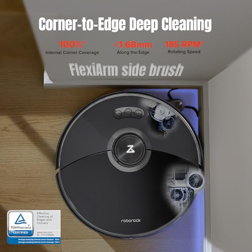 roborock S8 MaxV Ultra Robot Vacuum & Sonic Mop, 10000 Pa Suction, Corner to Edge Deep Cleaning, Hot Air Self-Drying, Auto Empty & Refill, Detergent Dispenser, Obstacle Avoidance,Black