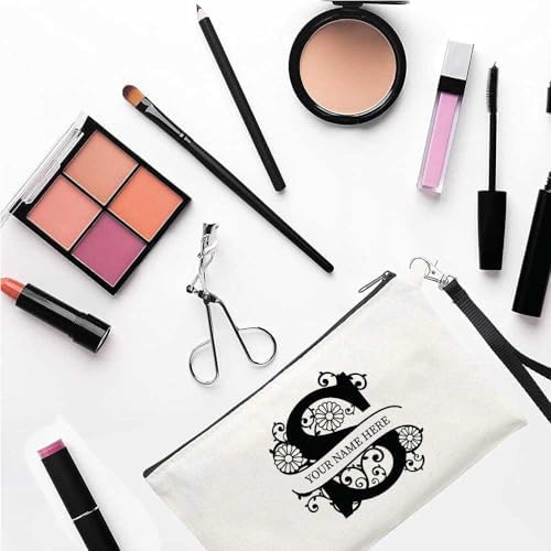 PRINTSHOP4ME Personalized Makeup Bag - Initial Monogram Cosmetic Pouch - Customizable Your Name - Monogrammed Makeup Pouch - Perfect for Travel Organizer - Cosmetic Bag for Women (N)