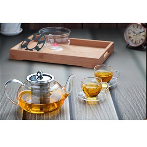 GOLDBEARUK Glass Teapot with Stainless Steel Infuser Large Size - Herbal Teapot 800ml