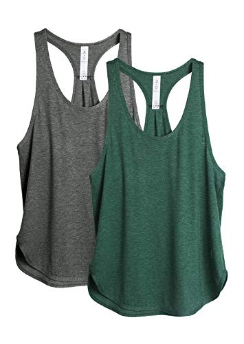 icyzone Women's Racerback Workout Athletic Running Tank Tops Loose Fit (Pack of 2)
