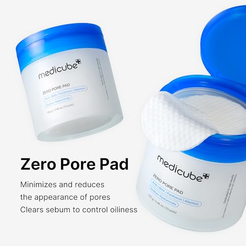 medicube Zero Pore Pads 2.0, Dual-Textured Facial Toner Pads for Exfoliation and Pore Care with 4.5% AHA Lactic Acid & 0.45% BHA Salicylic Acid, Ideal for All Skin Types, Korean Skin Care