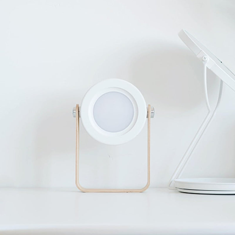 Foldable Camping Lantern with Wooden Handle - Portable LED Lamp, 3-Level Brightness Touch Control Retractable Reading Light, USB Charging Eye-Caring for Bedroom Bedside Study Office Outdoor