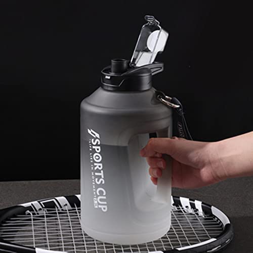 AIMBIGG 1500ML Sports Water Bottle with Straw, Motivational Sports Water Bottles with Time Marker Big Large Gym Cycling Water Bottle Cup Jug with Handle for Kids School Outdoor Fitness (Black White)