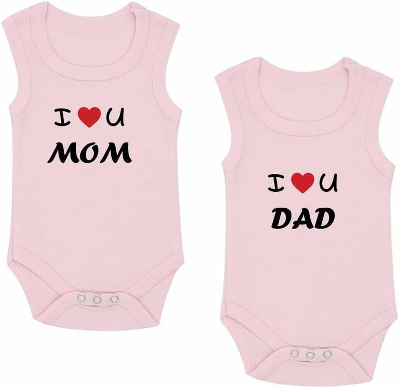 Pack of 2 Unisex Baby Romper with Mama and Papa Printed Design for Newborns,Infants, Toddlers Sleeveless Jumpsuit Snap Closure for Easy Diaper Changes Ideal for Baby Shower