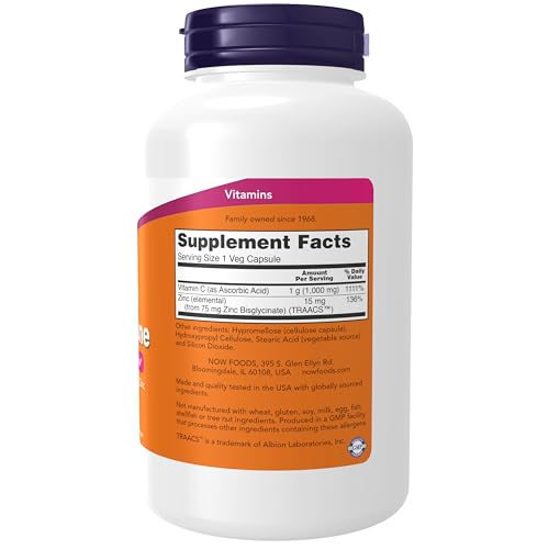 NOW Supplements, C-1000 & Zinc Immune, Seasonal Support Formula, Antioxidant Protection, 180 Count