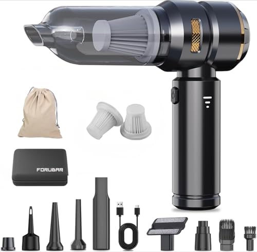 Forubar 4-in-1 Cordless Car Vacuum Cleaner, 22000Pa Handheld Portable Vacuum with Compressed Air Duster & Blower, Brushless Motor, 3-Speed, Type-C Charging for Car, Home, Office, Pet Hair (Black)