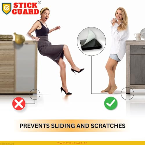 StickGuard Non Slip Furniture Rubber Leg Pads for Hardwood Floors 90 Pcs - 45 Round, 45 Square Furniture Feet - Rubber Furniture Floor Protectors - Chair, Table, Couch, Bed Stoppers to Prevent Sliding
