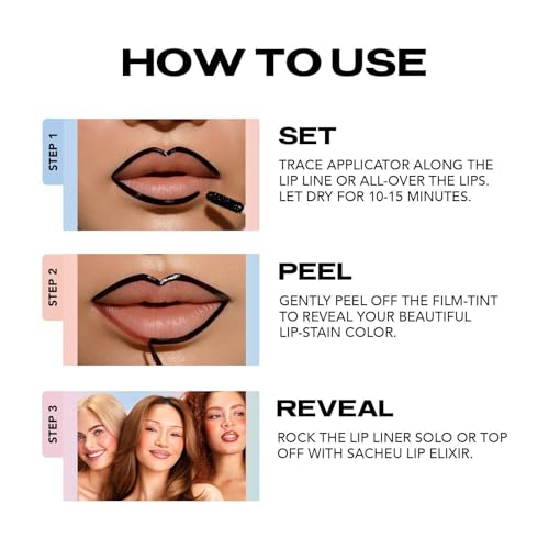 Sacheu Lip Liner Stay-N - Peel Off Lip Liner Tattoo, Peel Off Lip Stain, Long Lasting Lip Stain Peel Off, Infused with Hyaluronic Acid & Vitamin E, For All Skin Types, MUAH-ve
