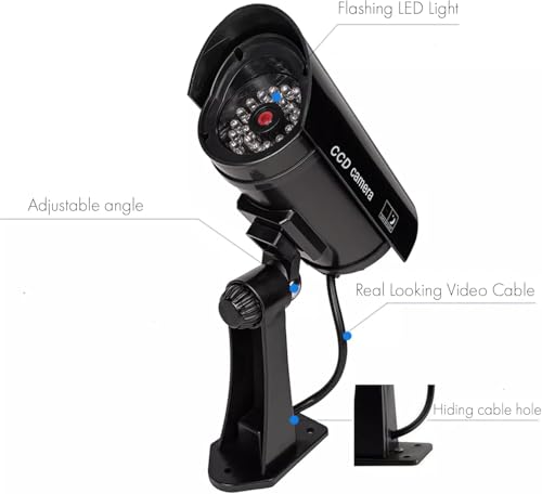 PRADAA Dummy IR CCTV Camera - Waterproof Fake Security Camera with Flashing Red Light for Indoor & Outdoor Surveillance